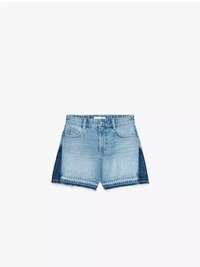 NWT Zara Mom Fit Denim Two-Tone High-Rise Denim Shorts Size 2